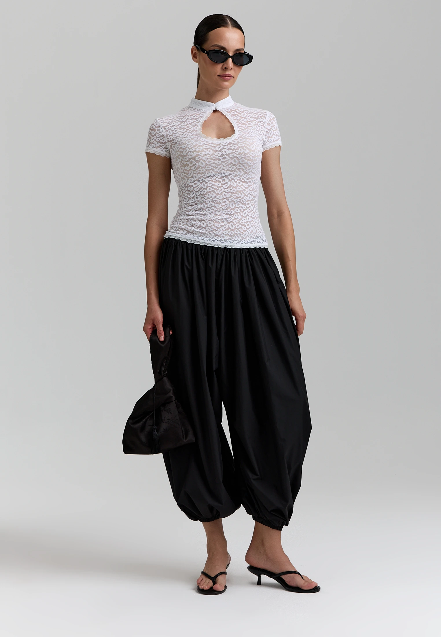 Lace Short-Sleeve Top — Молочный