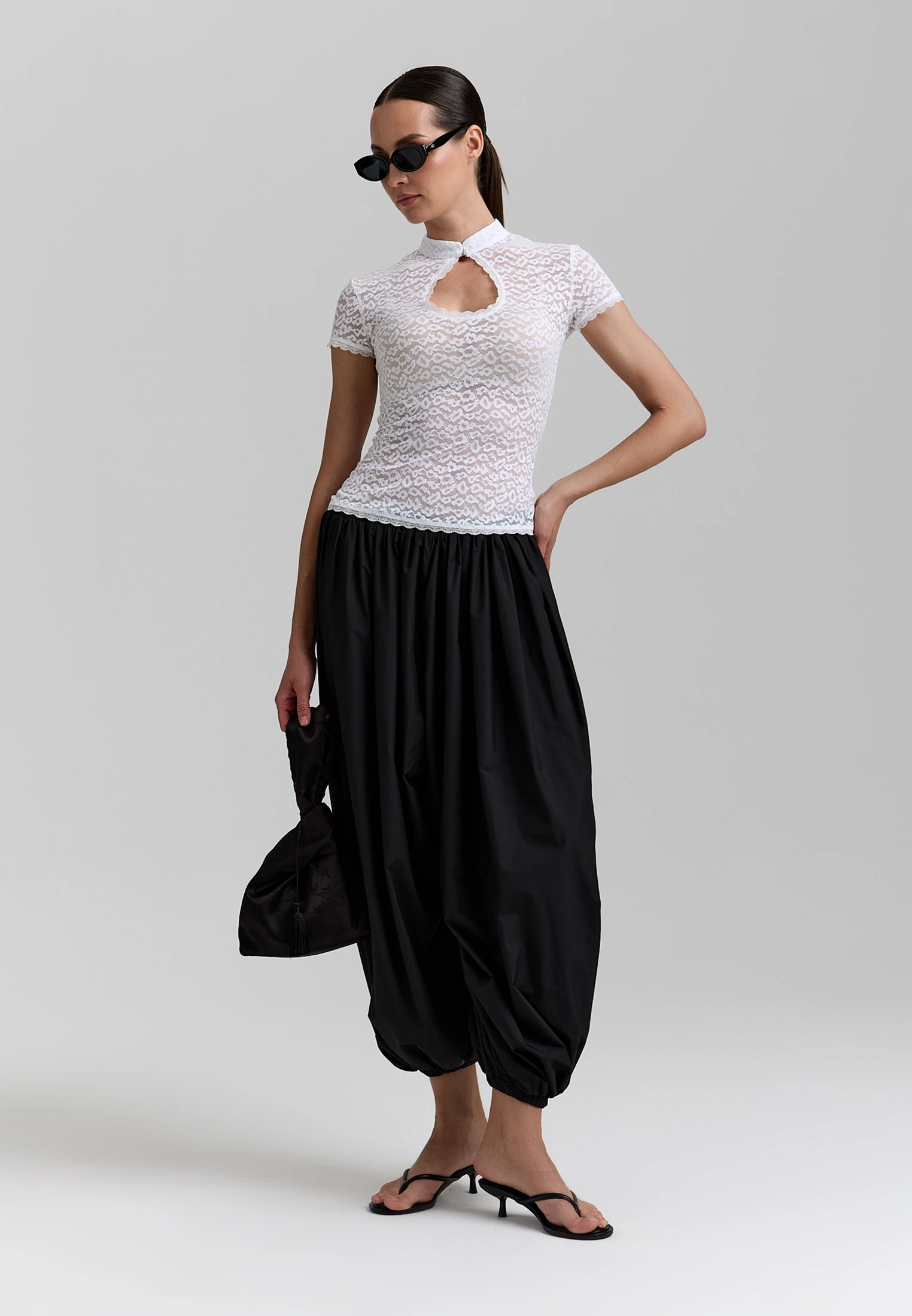 Lace Short-Sleeve Top — Молочный