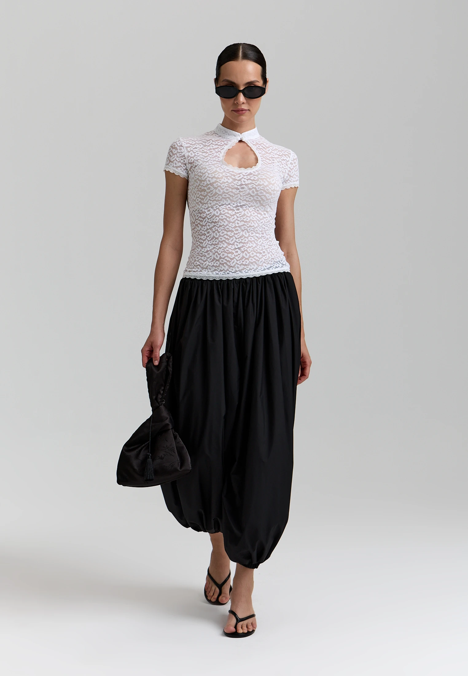 Lace Short-Sleeve Top — Молочный