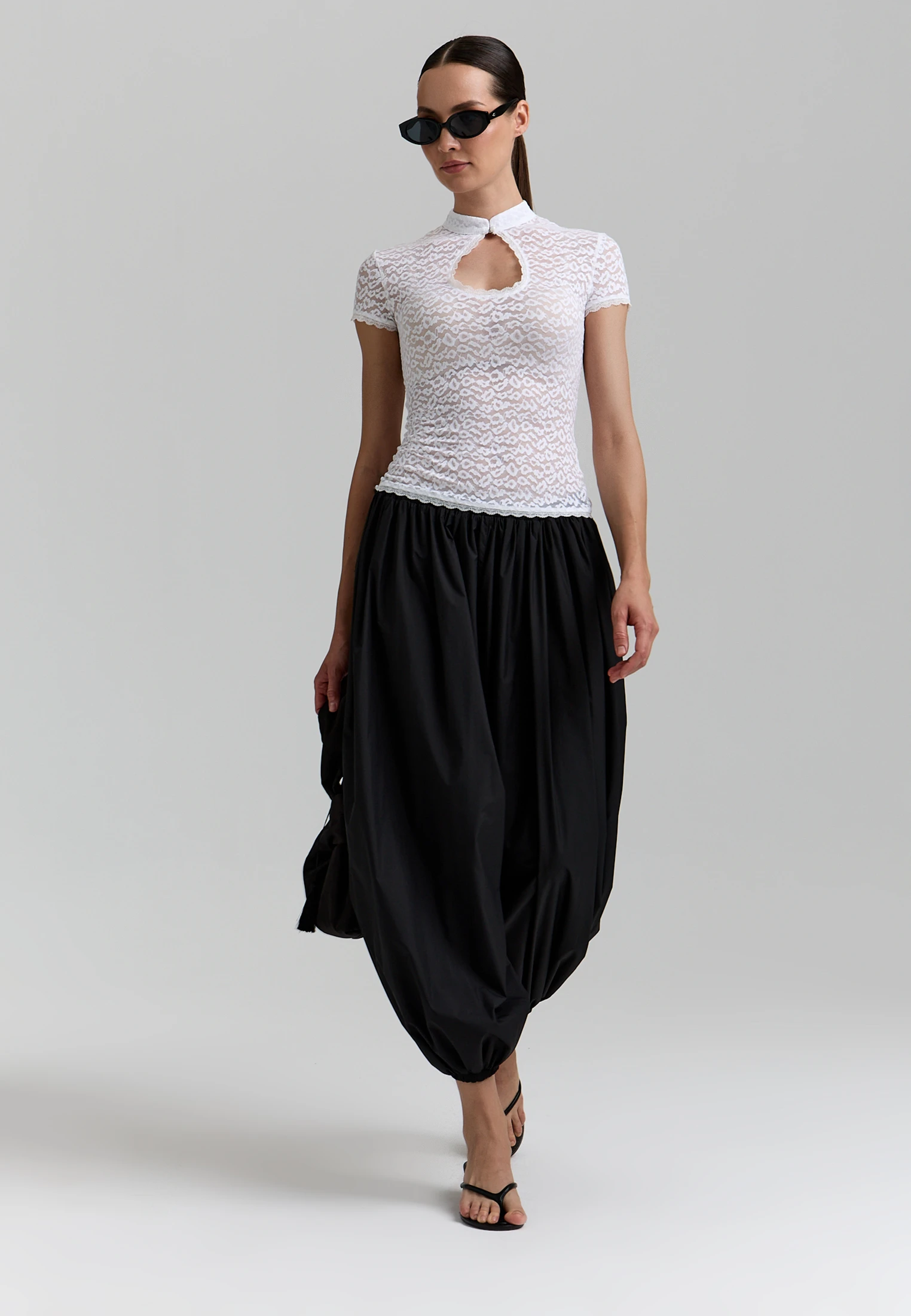 Lace Short-Sleeve Top — Молочный