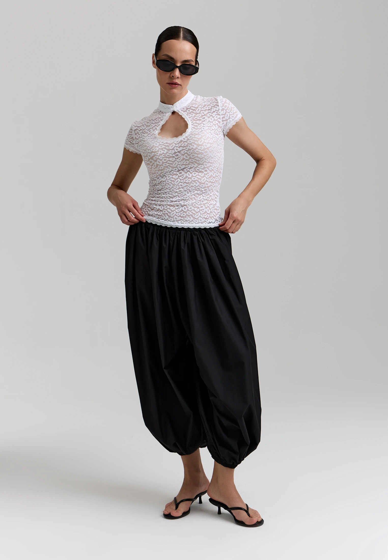 Lace Short-Sleeve Top — Молочный