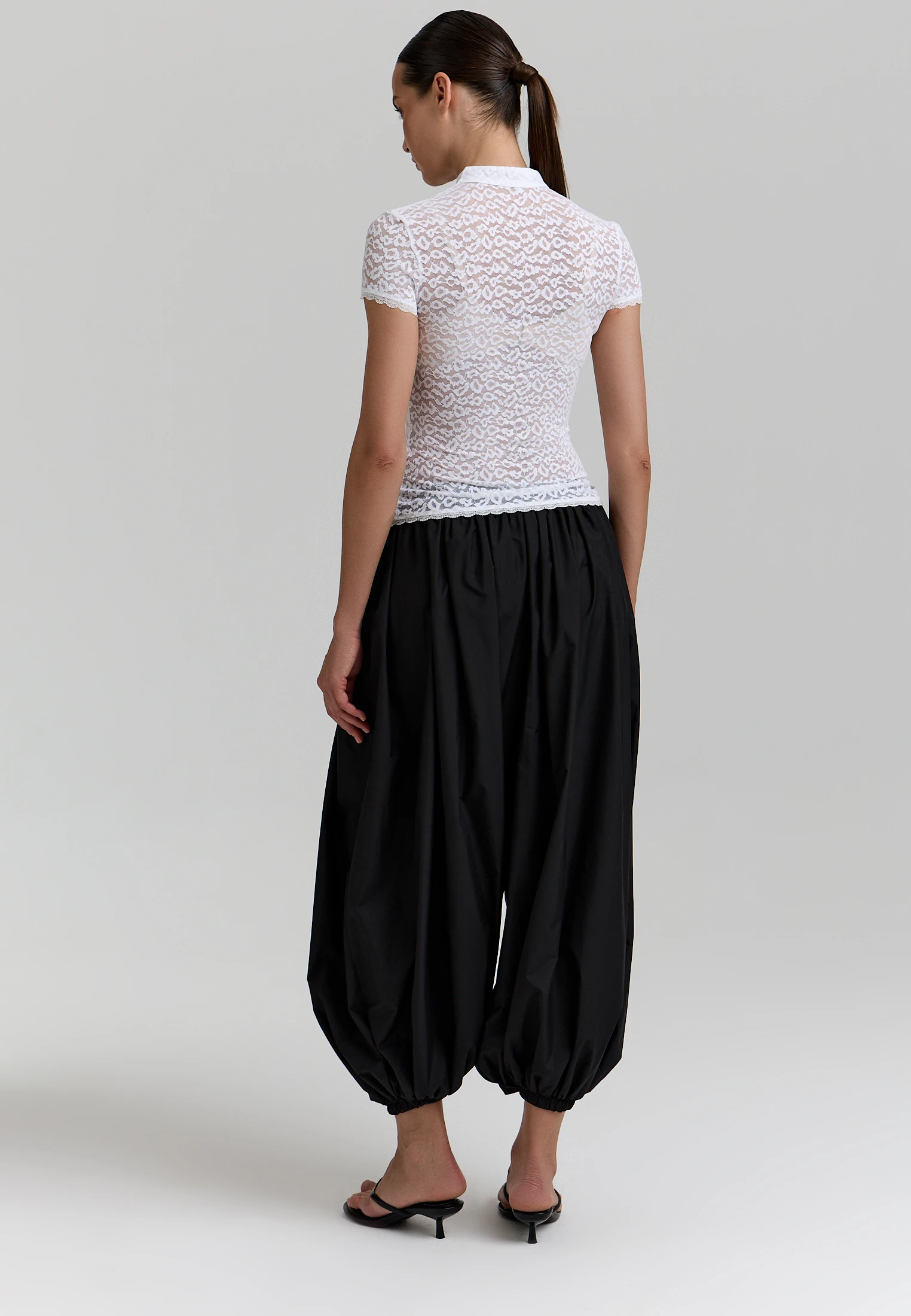 Lace Short-Sleeve Top — Молочный