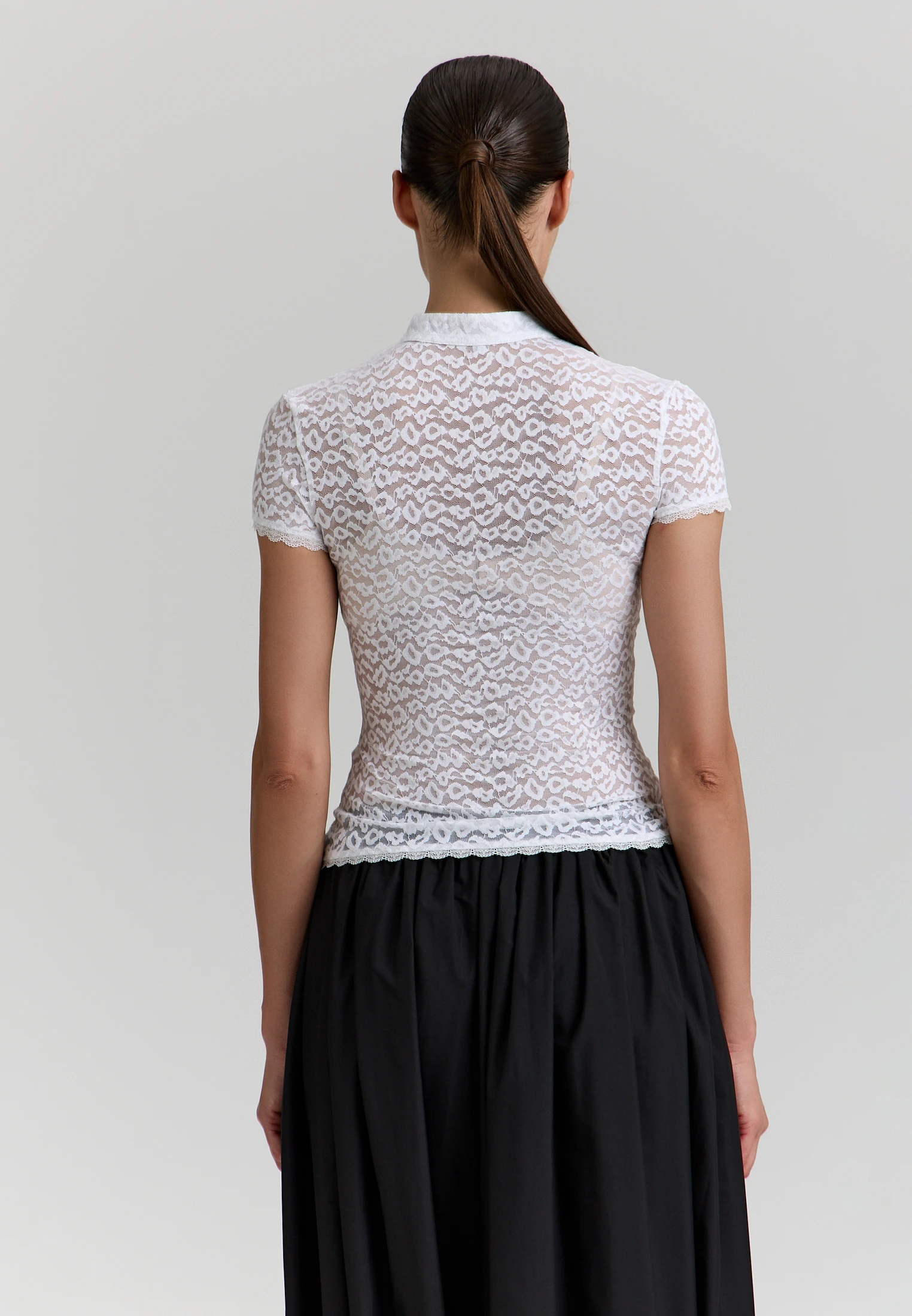 Lace Short-Sleeve Top — Молочный