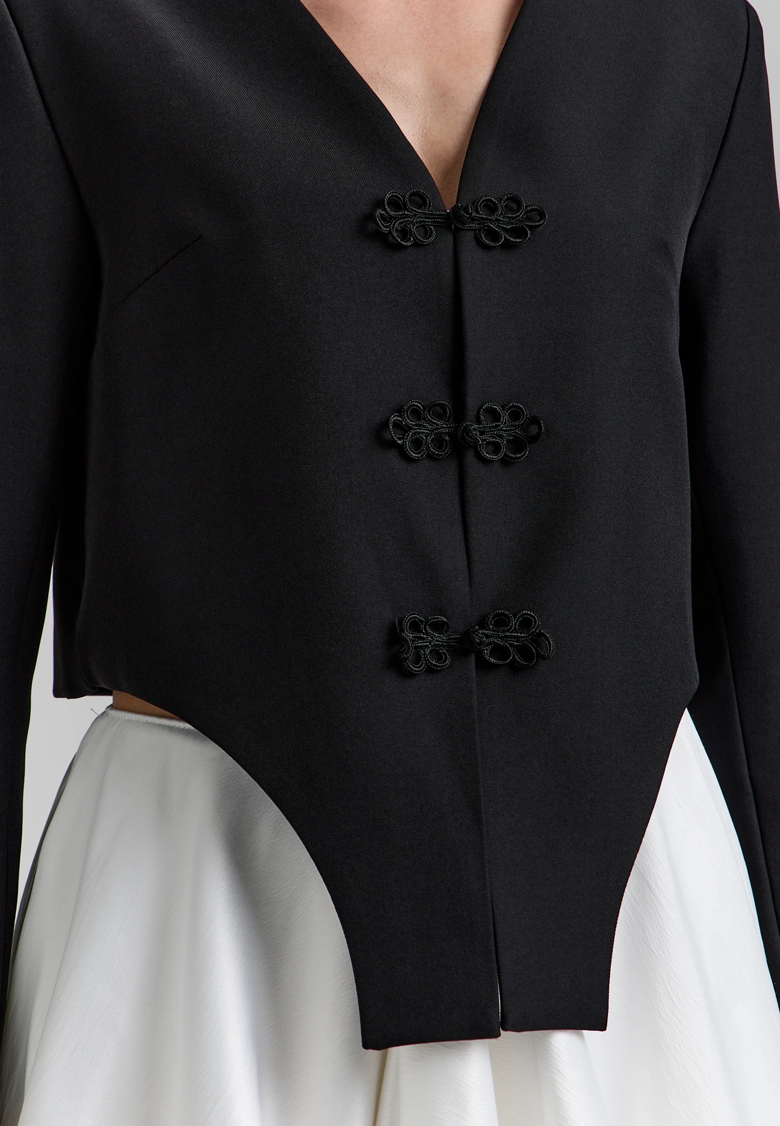 Cropped Collarless Jacket — Чёрный