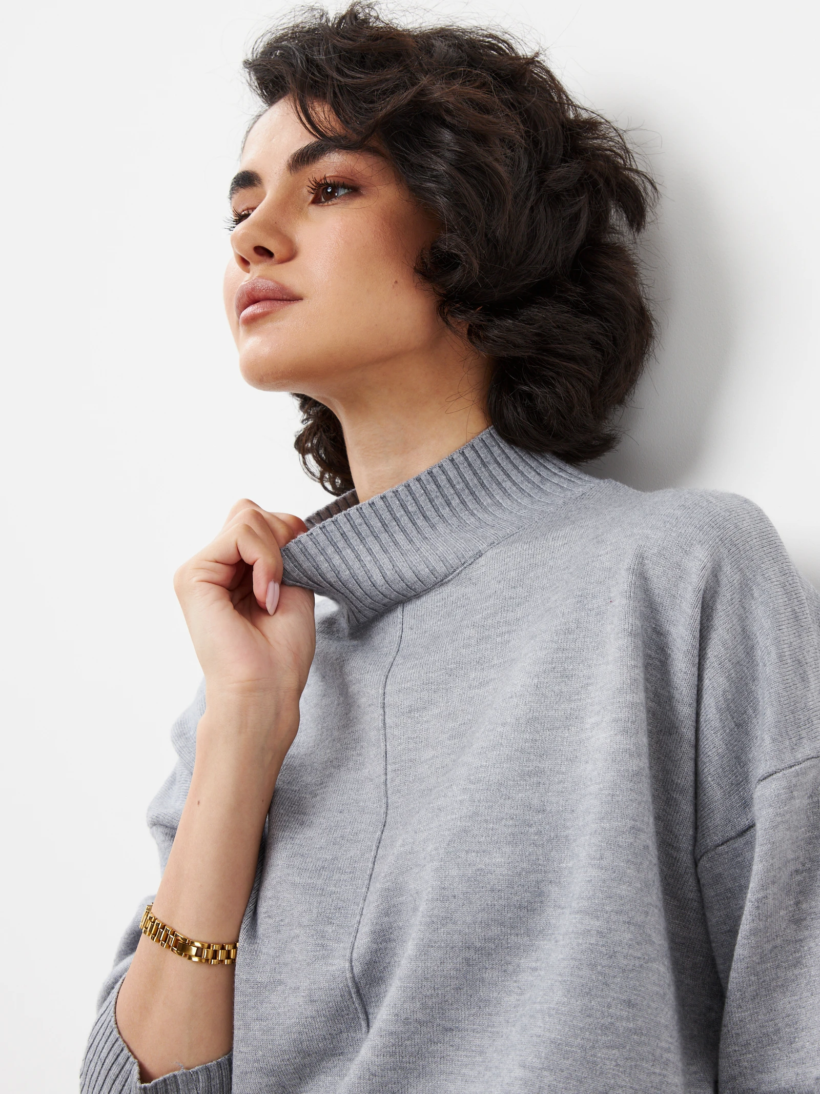 Mock-Neck Sweater — Светло-серый