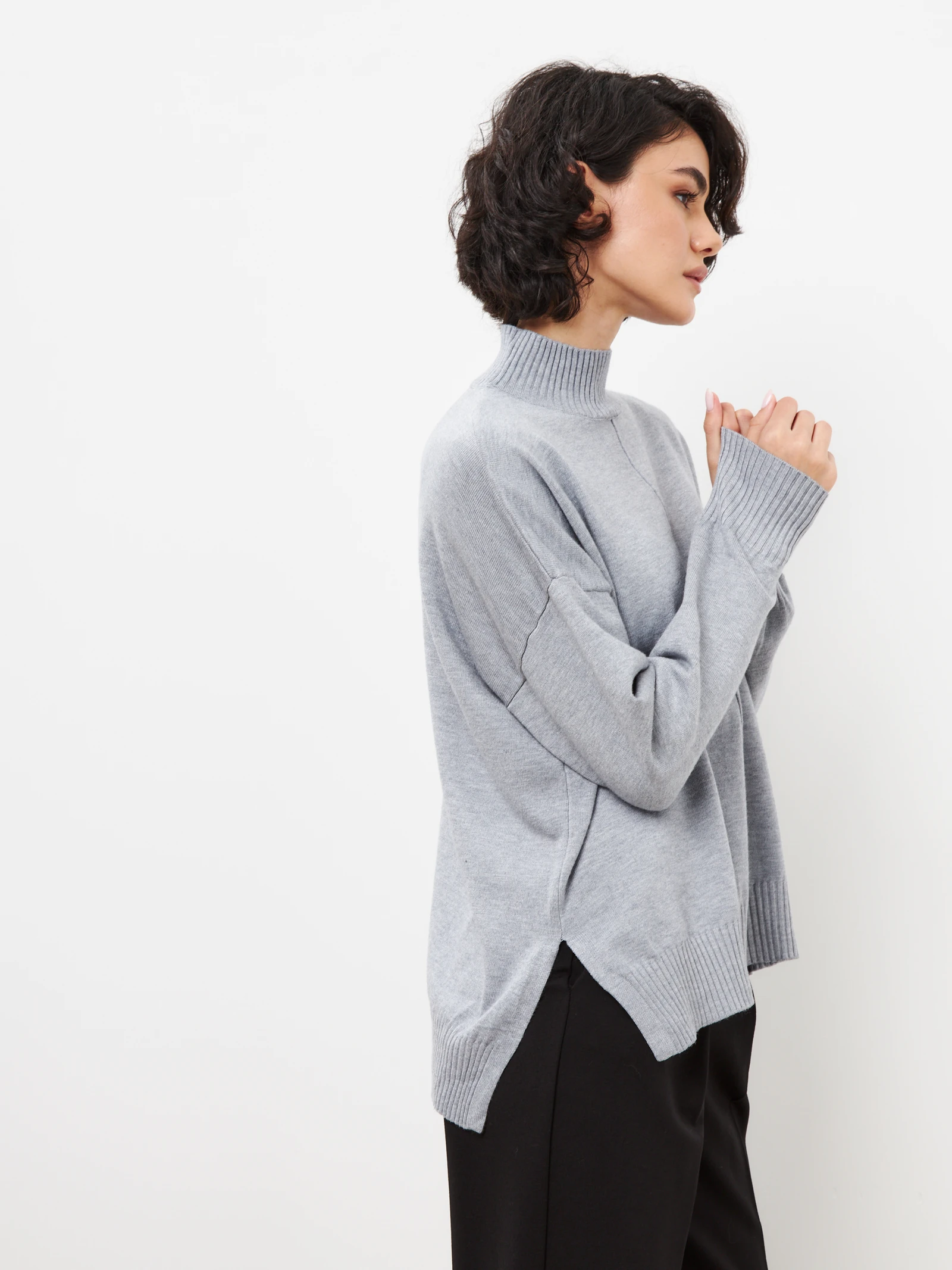 Mock-Neck Sweater — Светло-серый