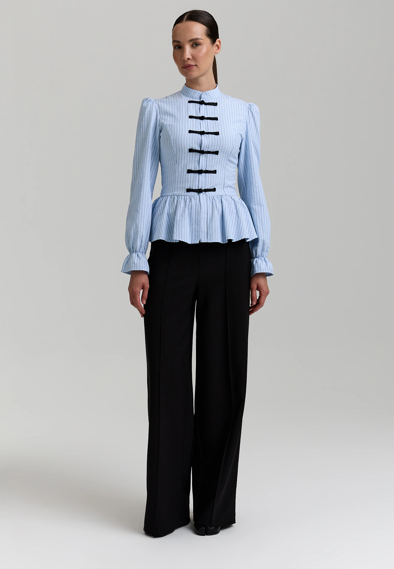 Striped Peplum Shirt — Голубая полоска