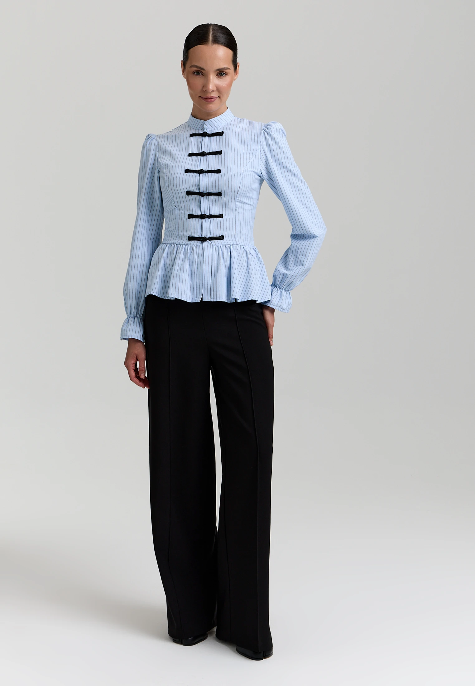 Striped Peplum Shirt — Голубая полоска