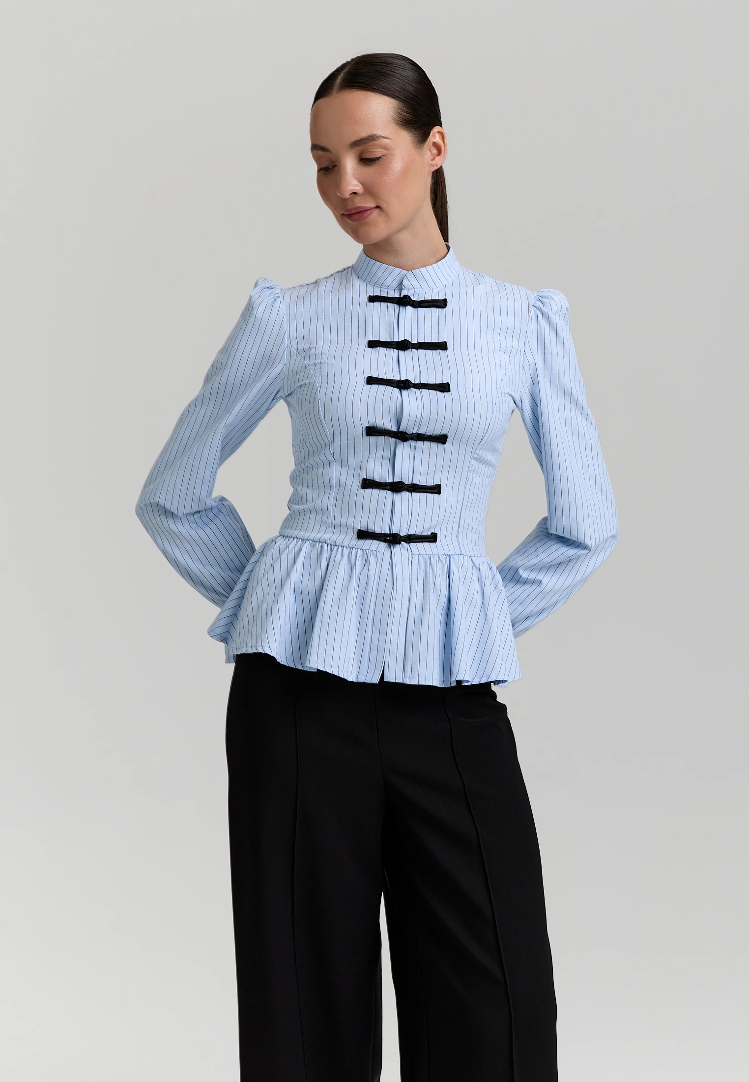 Striped Peplum Shirt — Голубая полоска