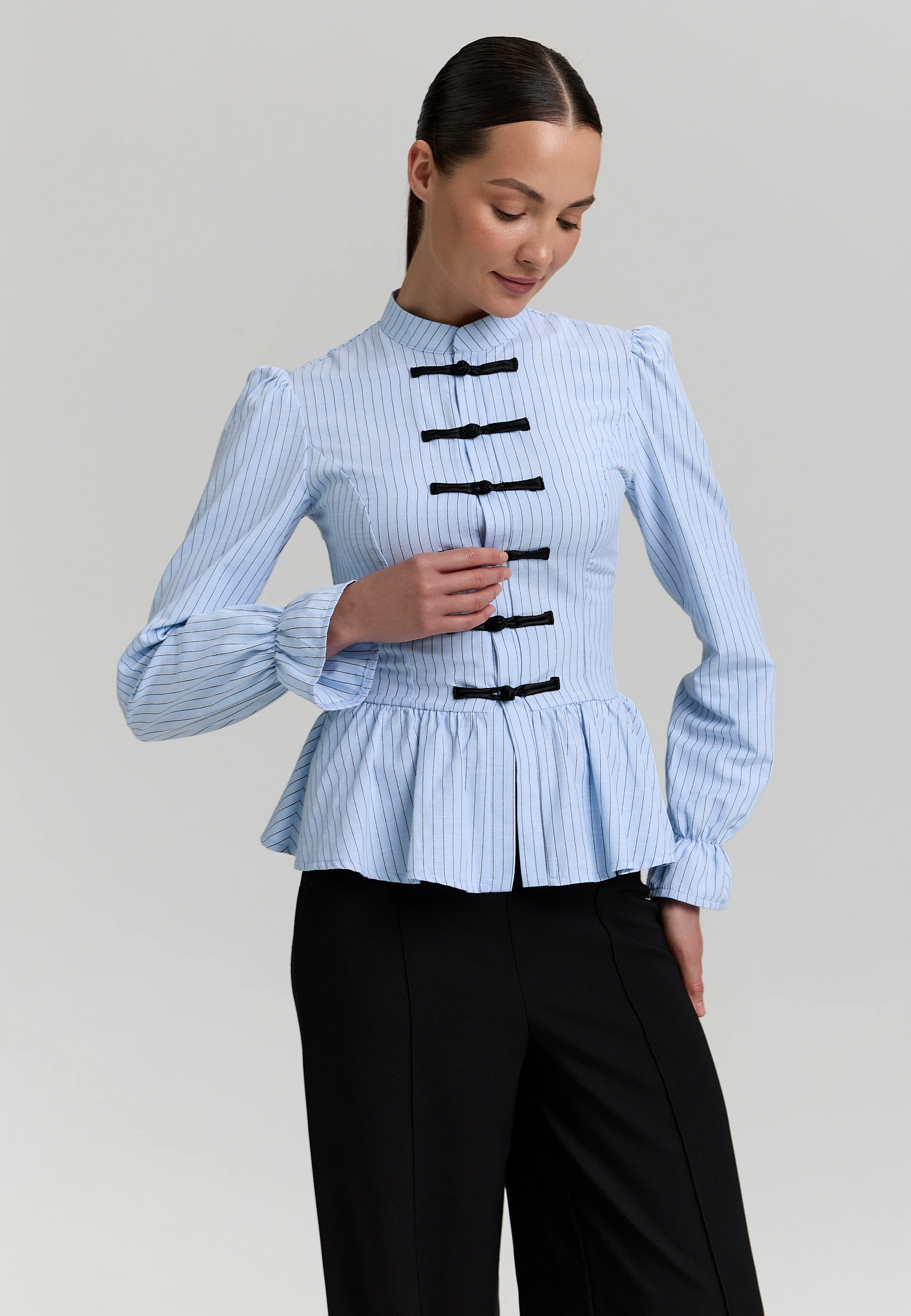 Striped Peplum Shirt — Голубая полоска