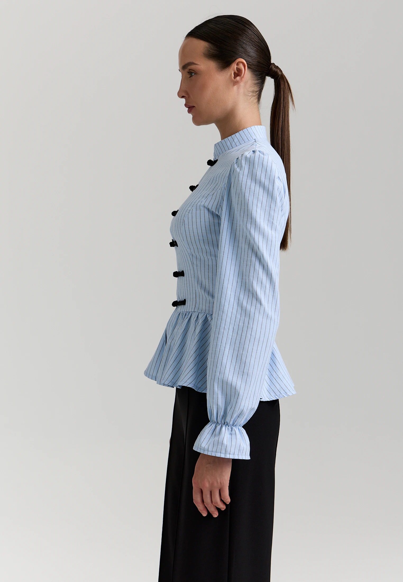 Striped Peplum Shirt — Голубая полоска