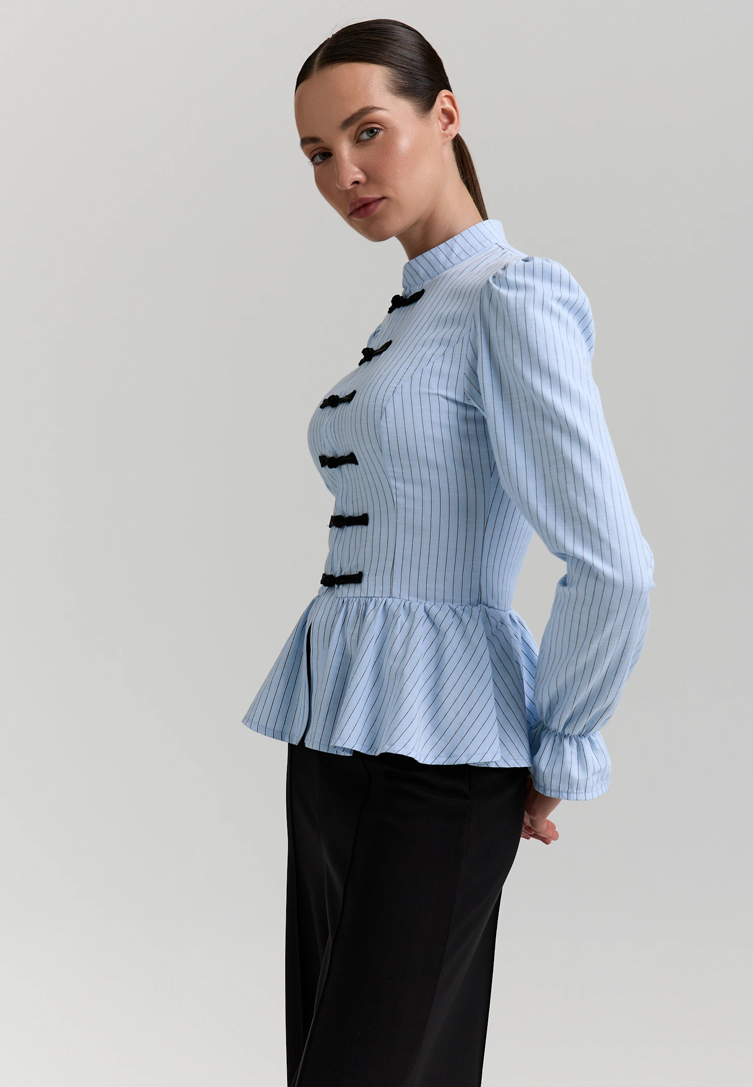 Striped Peplum Shirt — Голубая полоска