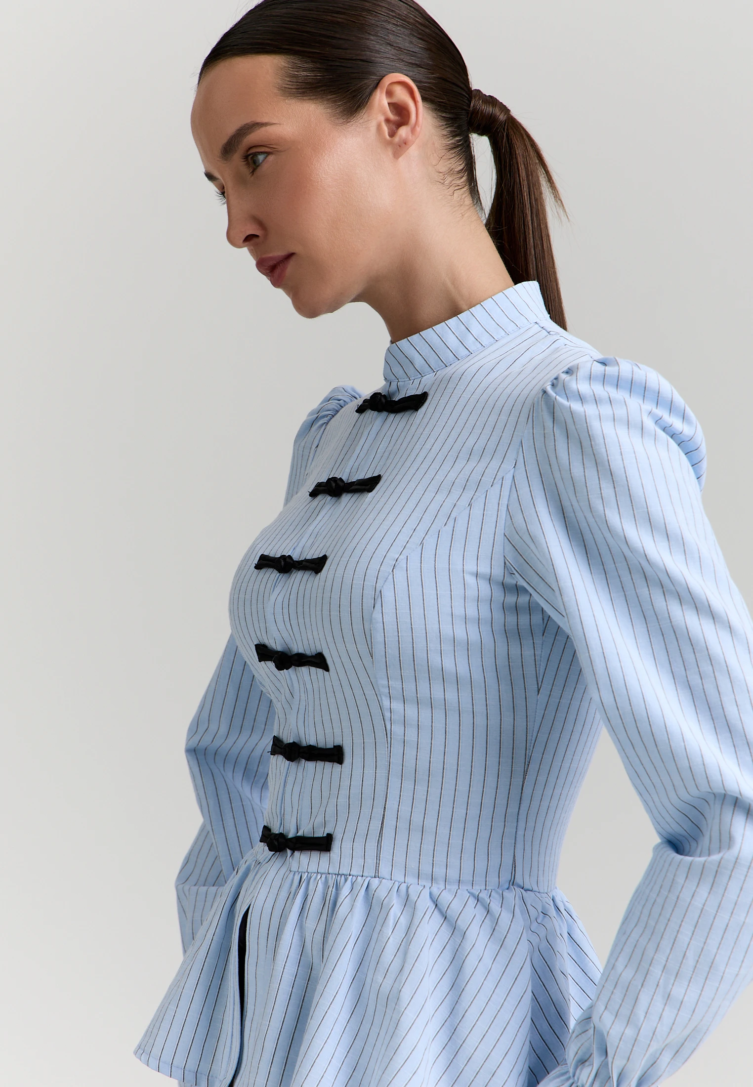 Striped Peplum Shirt — Голубая полоска