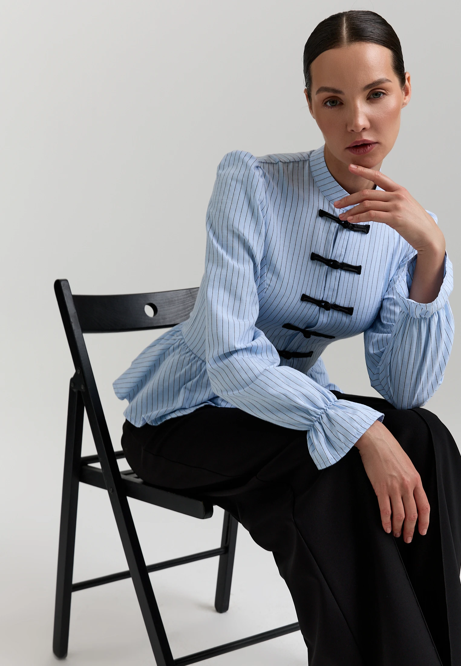 Striped Peplum Shirt — Голубая полоска