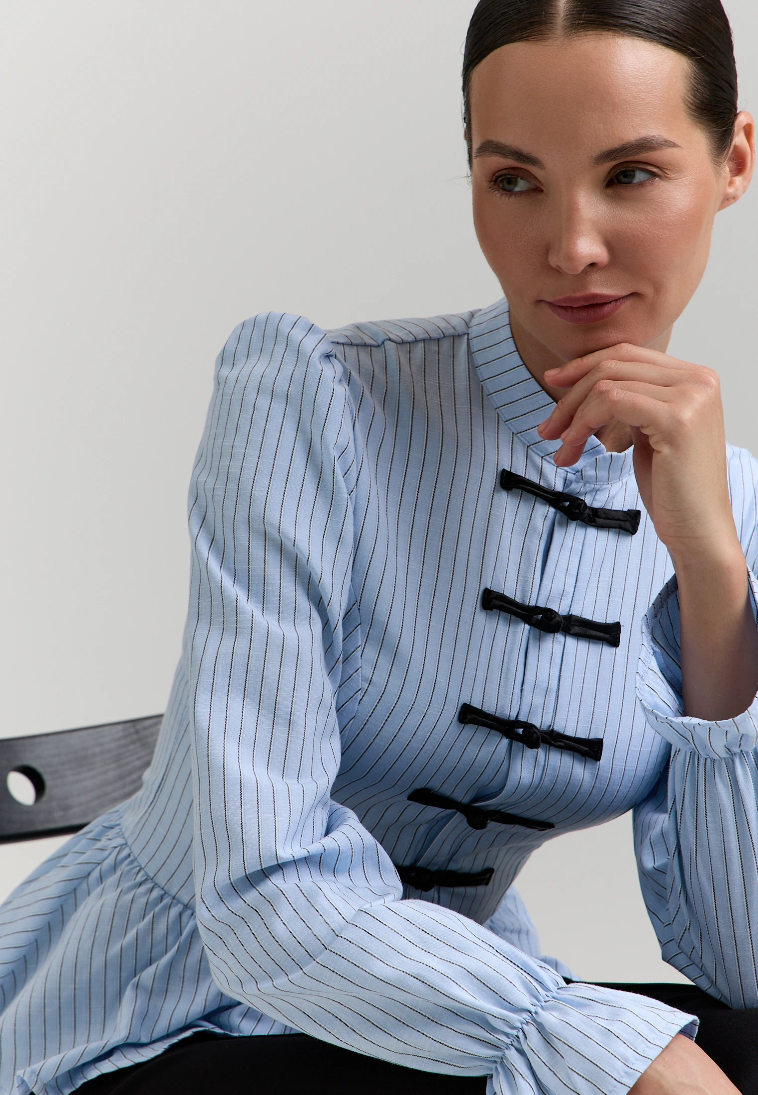 Striped Peplum Shirt — Голубая полоска