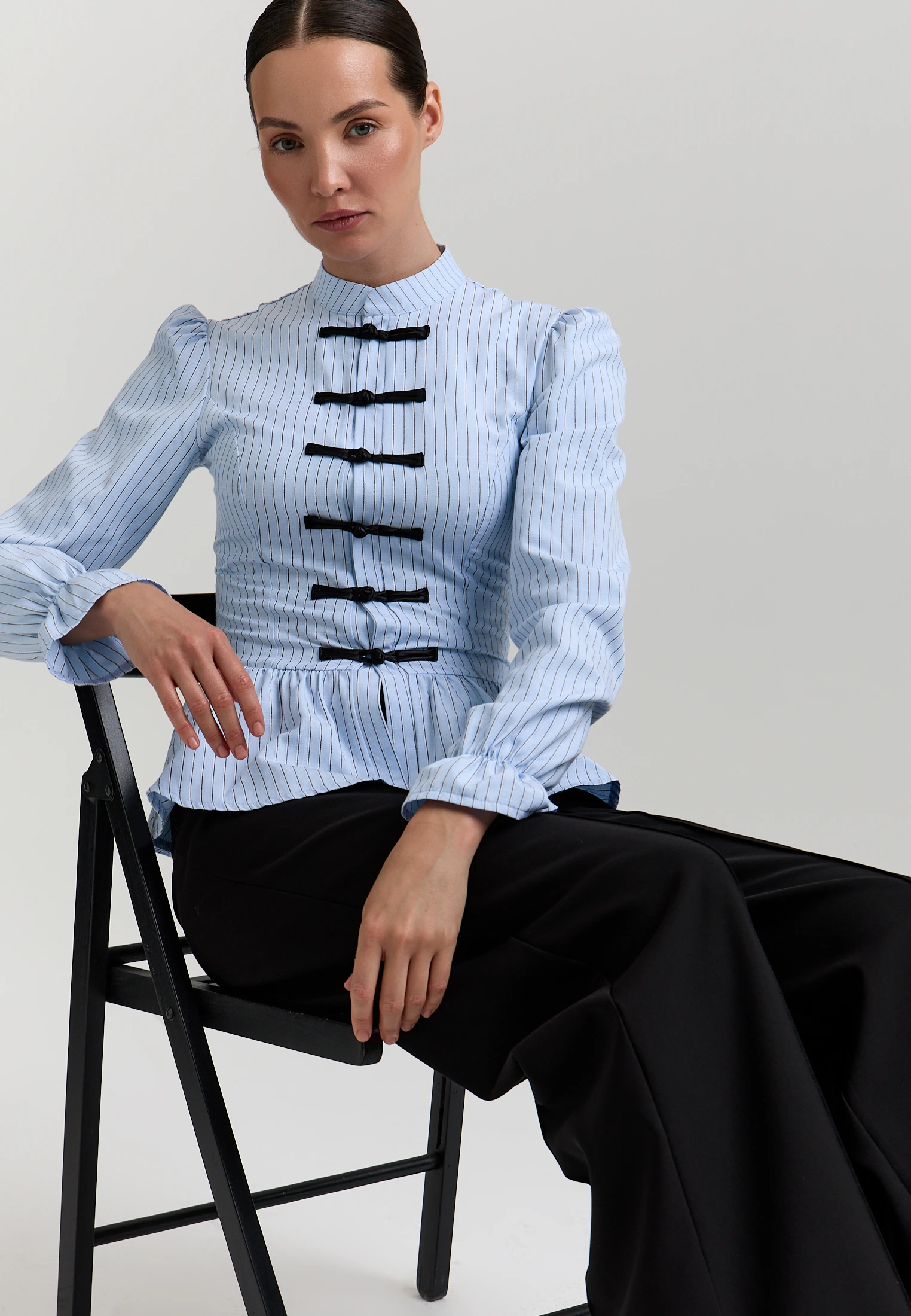 Striped Peplum Shirt — Голубая полоска