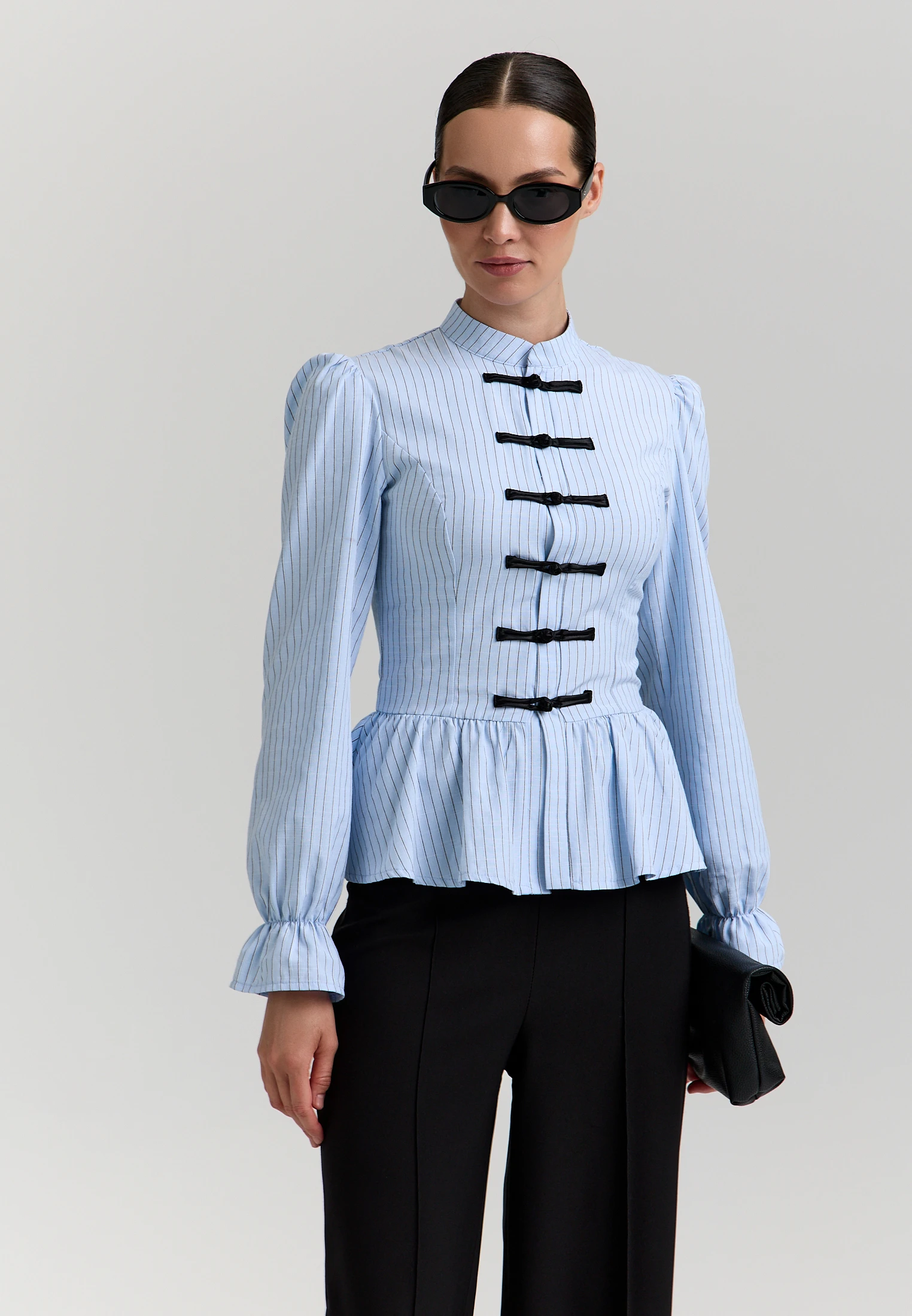 Striped Peplum Shirt — Голубая полоска