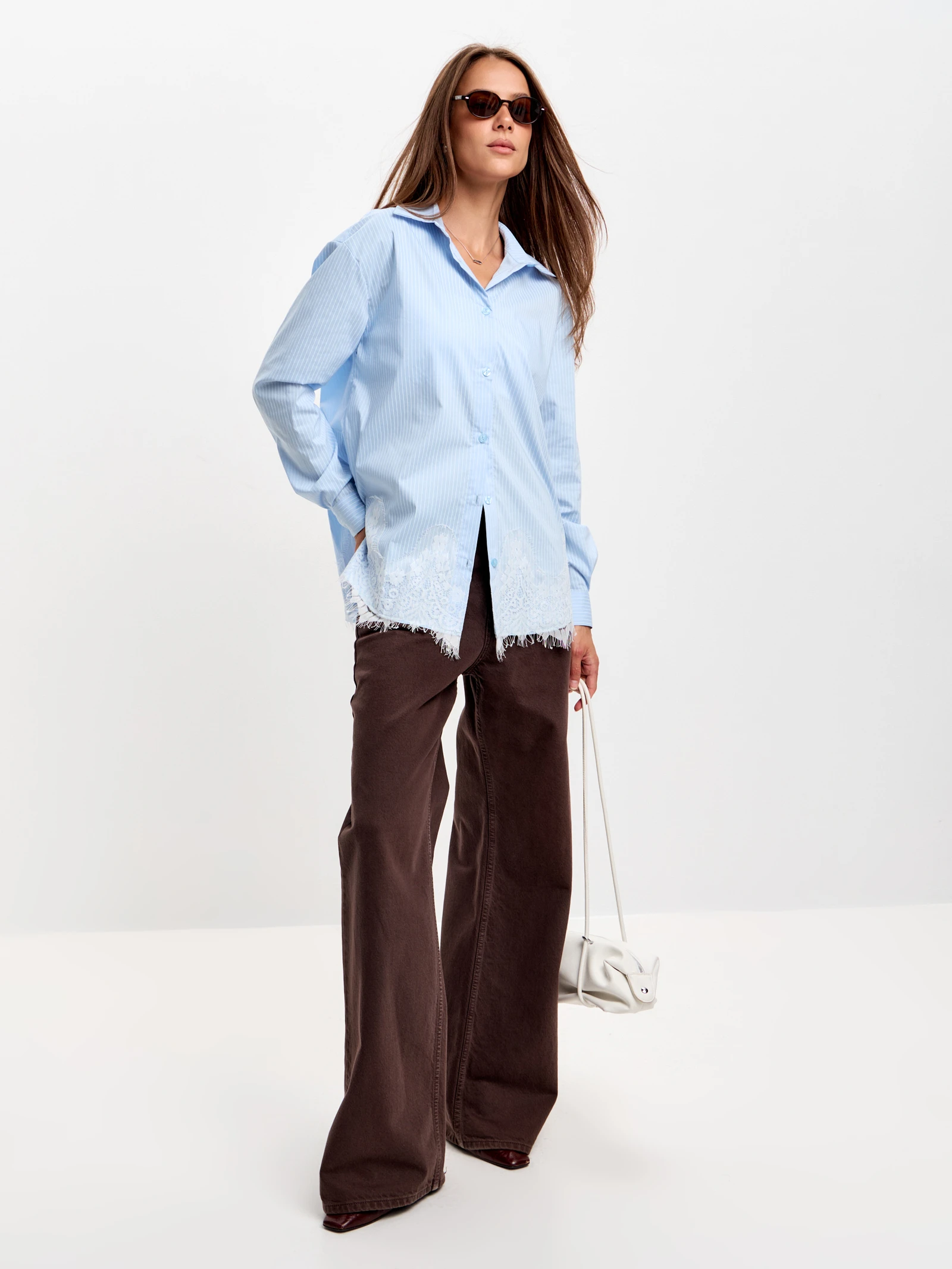 Striped Volume-Sleeve Shirt — Голубая полоска