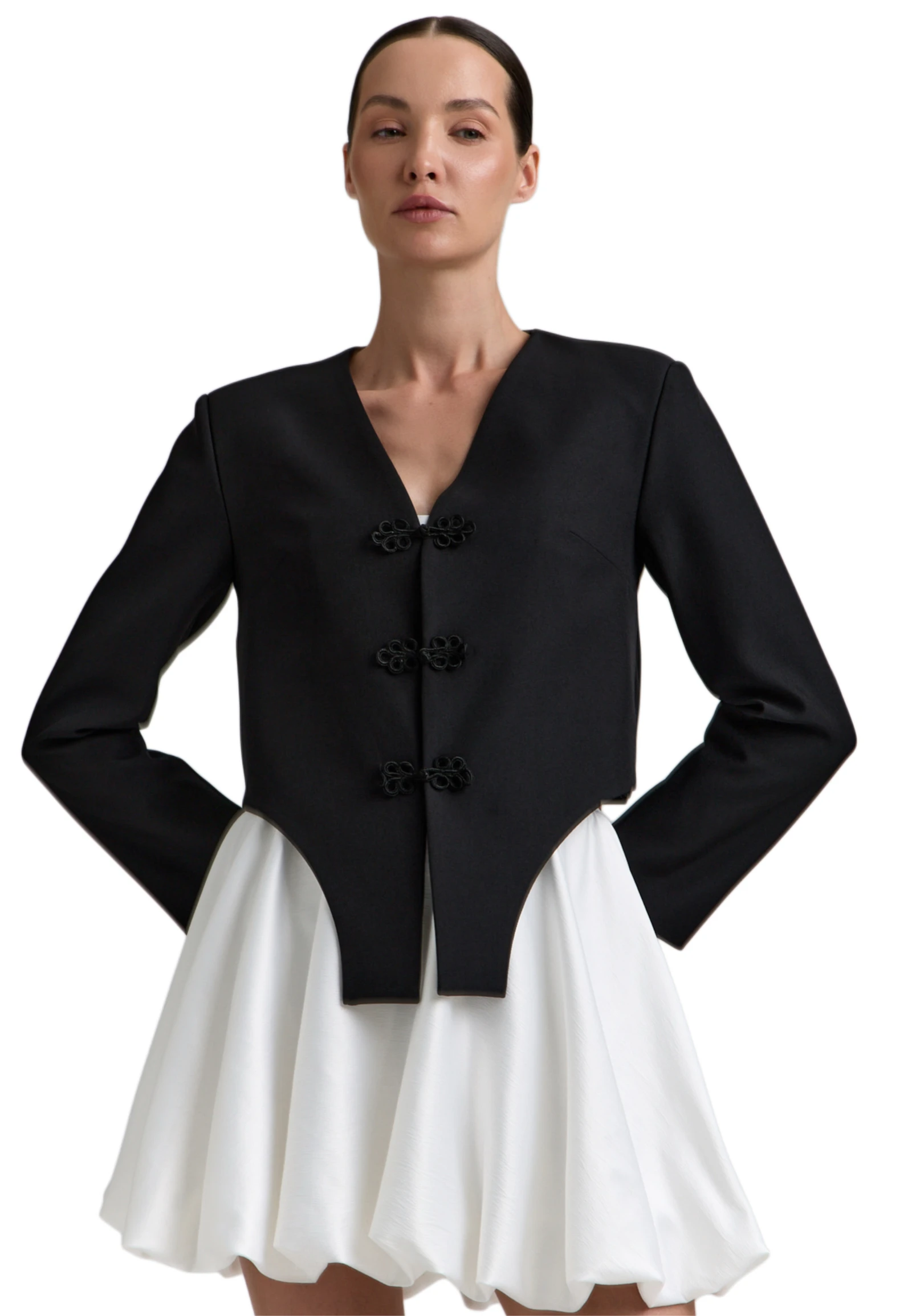 Cropped Collarless Jacket